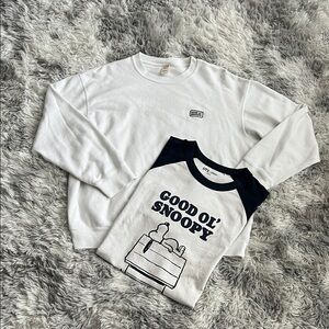 UT Uniqlo White Sweatshirt+ tshirt with Snoopy Graphic